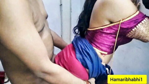 Abhi and Devi in hot Indian Desi Bhabhi saree sex, man grabbing from behind