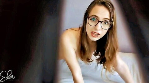 Selina O'Hair topless with glasses, surprised look in cheating mommy video