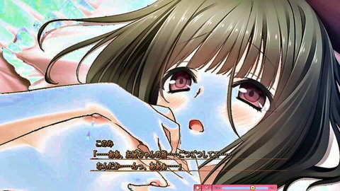Seto Konomi anime girl with green hair, red teary eyes, surprised ecstasy face in blue dress