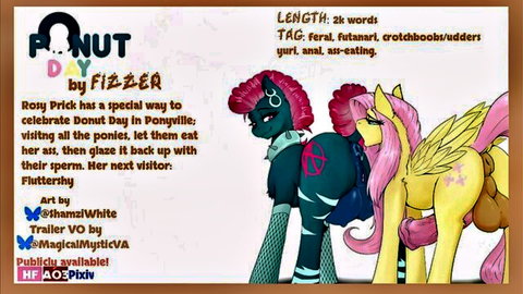 Futanari pink pony anally penetrating yellow pony in Pnut Day hentai scene