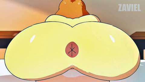 Ms. Lovelette's massive yellow furry ass with exposed anus in after-school sex ed scene