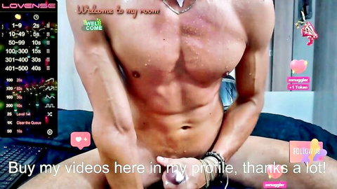 Muscular hunk Brunocuttie94 stroking cock on gay webcam show