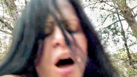 Viky Dayananda intense facial expression during outdoor anal with Terry Reid