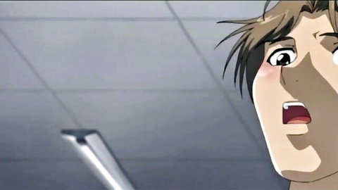 Shocked anime schoolboy face in Kan'in no Gakuen Ep.2 hentai