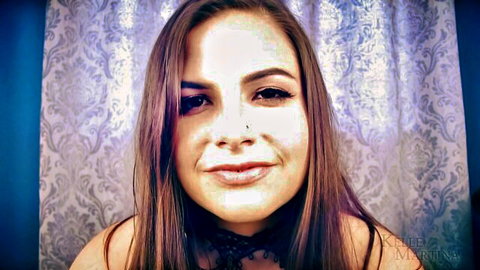 Miss Kelle Martina smiling seductively in black lace choker