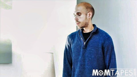 Handsome bald DILF in blue sweater looking seductive for taboo mom porn
