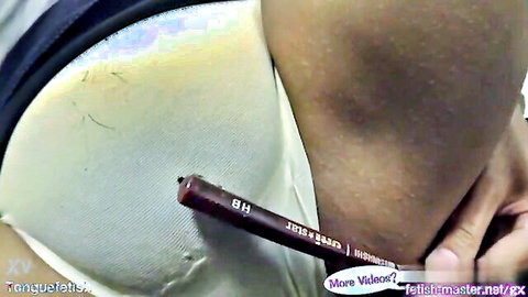 Japanese giantess in white panties inserts red toy in close-up vore tease