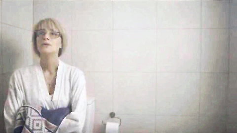 Valentina Zenere in teasing robe scene from Nahir 2024, blonde beauty covered up