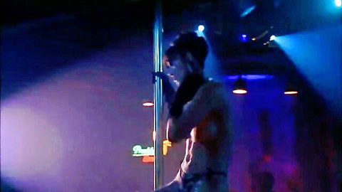 Demi Moore nude striptease on pole, exposing perky tits and round ass