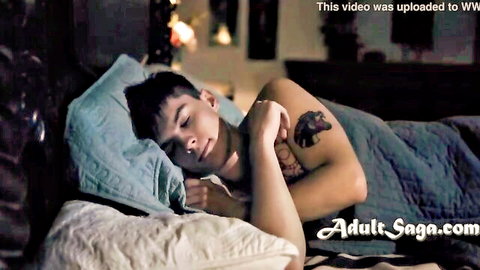 Tyler Cruise sleeping shirtless in bed, taboo stepson fantasy scene