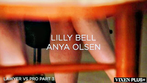 Lilly Bell and Anya Olsen in seductive lover vs pro threesome tease