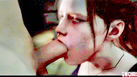 Redhead with wide eyes deepthroating thick cock in intense close-up blowjob