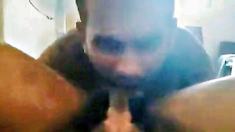 Blurry close-up of Sri Lankan man getting queer blowjob by dad