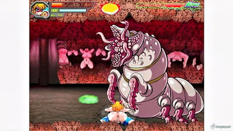 Busty 3D hentai fox girl tentacle-fucked by pink monster in BDSM cave
