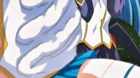 Anime hentai girl in white fantasy dress with purple accents and tentacles