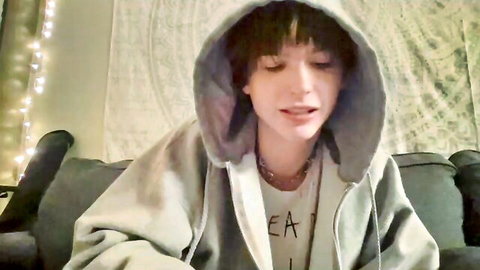 Young slim guy in hoodie, casual gay teaser from Connor's OnlyFans
