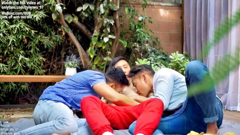Tyler Wu in steamy Chinese threesome with daddies Rhonee and Khoa