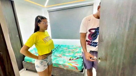 Saraymike in yellow crop top and shorts teasing big ass