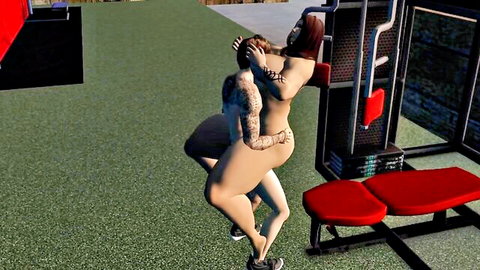 IFBB bodybuilder lxght fucked by normal guy in gym, standing lift sex