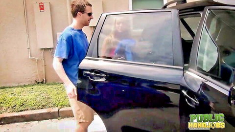 Kendra Lynn teases public handjob in apartment parking lot car