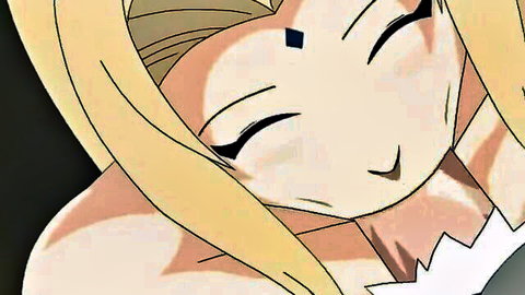 Blonde anime Tsunade smiling in Naruto hentai thumbnail