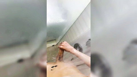 Allyours555 masturbating in steamy shower POV, wet nude solo play
