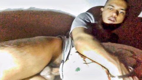 Bearded stud Major exposes big cock on couch in amateur POV tease