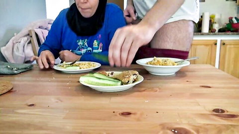 Souzan Halabi in teasing dinner scene with partner, amateur Arab couple