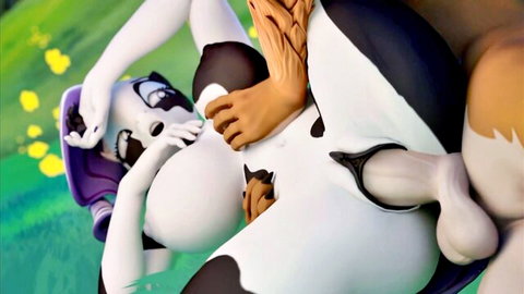 Anthro Rarity with big tits fucked vaginally by huge cock outdoors