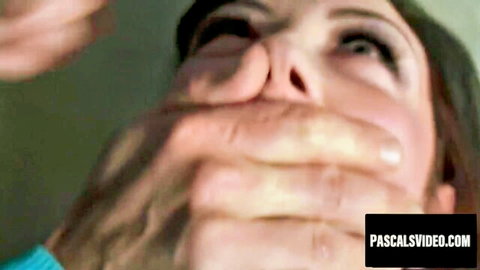 Kandi Spitfire gagged by hand in intense maledom scene