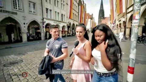 Sunny Star thick black babe in street interview setup with strangers