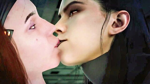 Dark Rey and Bo-Katan passionate lesbian kiss in Star Wars cosplay