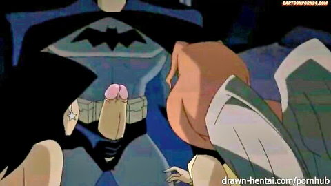 Hawkgirl fucked by Batman in superhero cartoon threesome with Wonder Woman