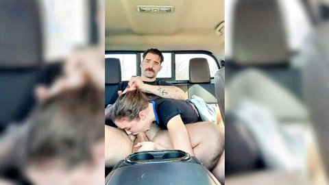 Eden Ivy deepthroating in truck backseat by tattooed man