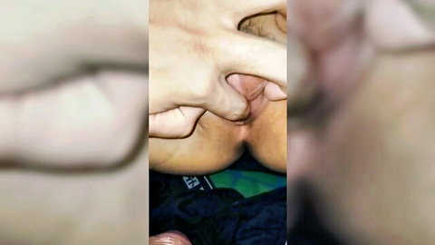 Blurry close-up amateur fingering of tight Asian pussy with best friend
