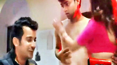 Indian bhabhi teasing shirtless devar with holi colors in hot scene