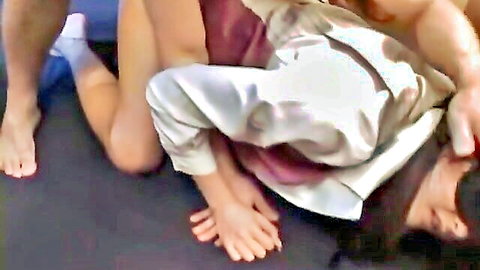 Japanese amateur in ripped pantyhose bondage sex, intense position