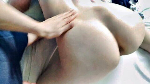 Amateur teen girl with big round ass touched intimately from behind
