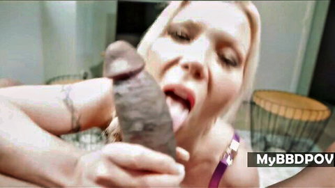Blonde Barbie Sins sucking big black cock in hardcore POV tease
