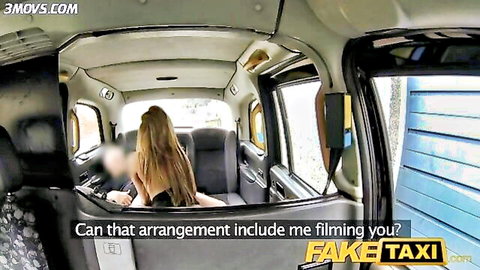 Blonde babe in black top negotiates sex filming in Fake Taxi cab POV