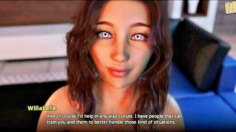 Seductive 3D hentai milf Willabelle topless on couch