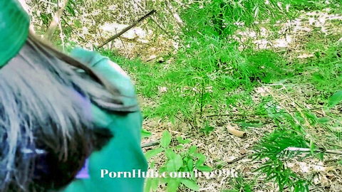 Thai Karen babe in green top from behind in outdoor anal tease