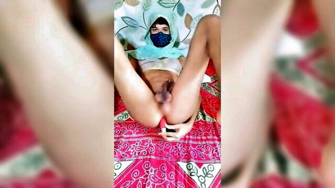 Rosunx hot amateur trans girl solo toy masturbation in hijab
