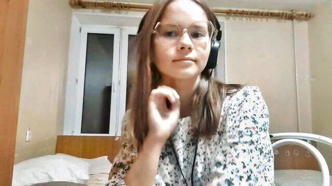 Shy young brindaanning in floral dress, small tits amateur Chaturbate