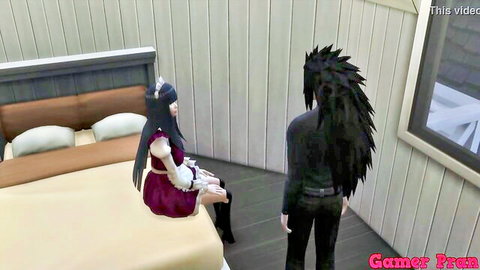 Madara seduces shy Hinata in purple dress and stockings Naruto hentai scene