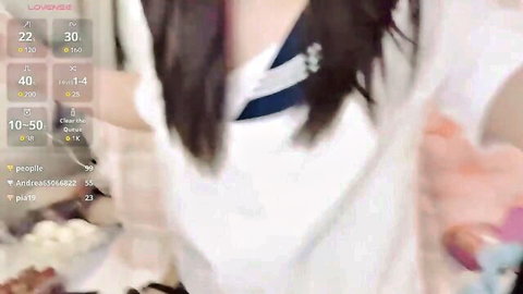 Yueyue2003 Asian camgirl teasing in white top live show