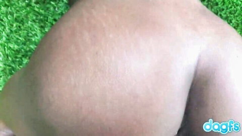 Noemie Bilas black ebony model shows big ass outdoors on grass