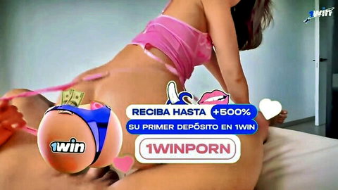 Asian beauty's flawless big ass in pink lingerie, oiled for gonzo ride