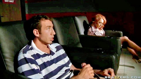 Janet Mason redhead MILF in office tease with Brazzers hunk