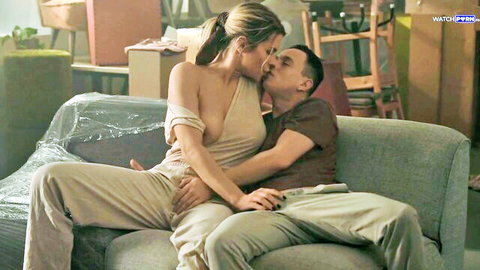 Zlata Shine in passionate kiss with lover in sexy beige outfit